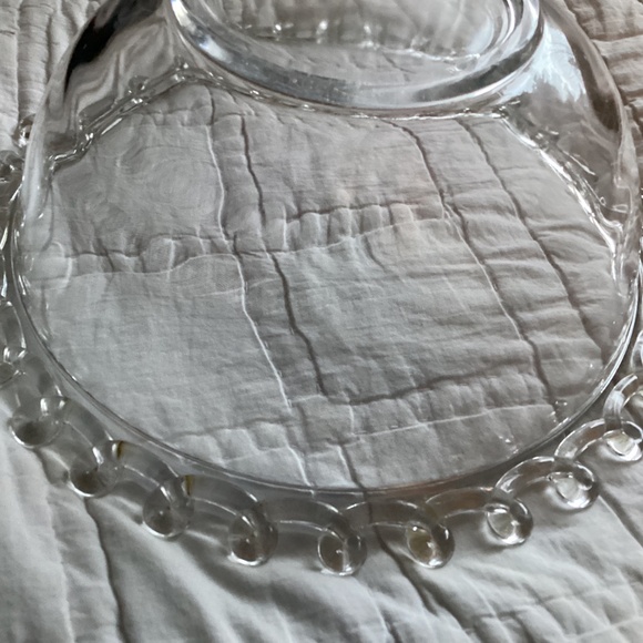 VINTAGE HEISEY LARIAT CLEAR BLOWN GLASS  LARGE CRIMPED BORDER SERVING BOWL - Picture 4 of 8